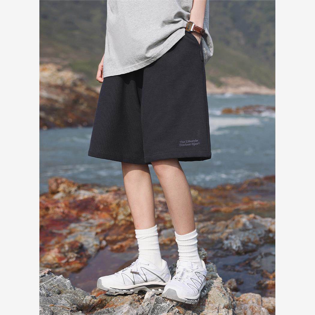 日系潮牌粗纺休闲短裤男