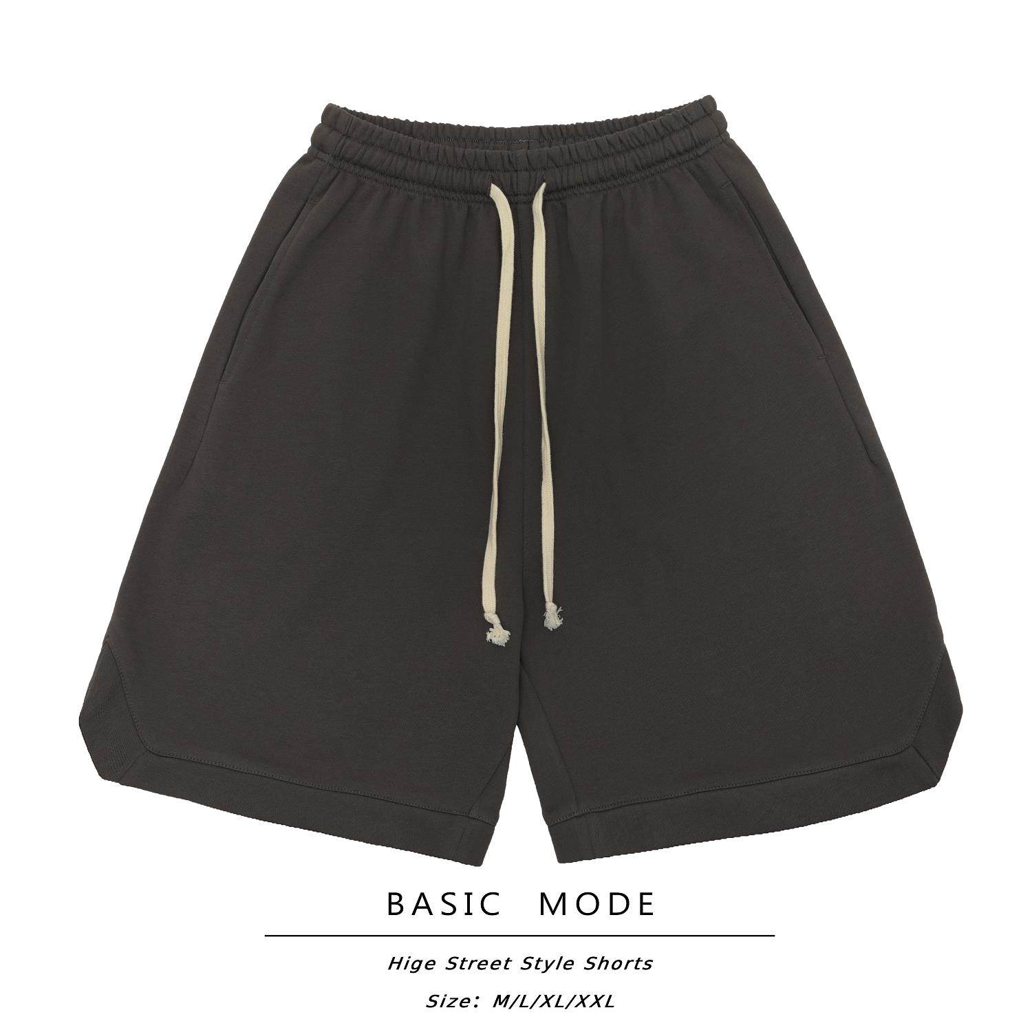 【】美式短裤男纯棉运动休闲欧美高街开叉五分宽松卫裤