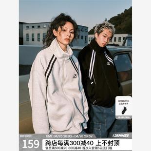 FORNINES国潮拉链立领卫衣男宽松开衫春季新款美式运动外套女