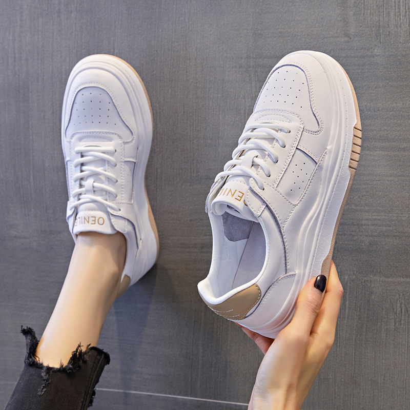 港风复古真皮小白鞋百搭休闲运动