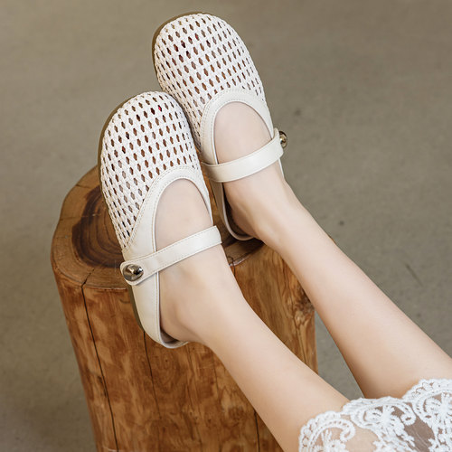 大码41-43镂空包头柔软穆勒鞋