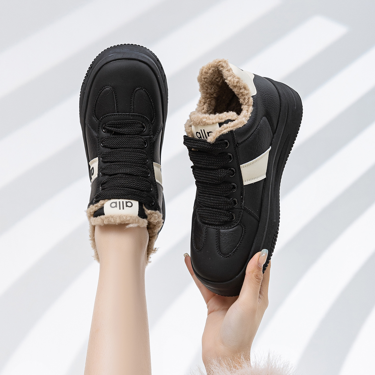 加绒大码百搭厚底短靴休闲棉鞋