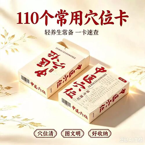 中医穴位卡片笔记知识经脉走向调理缓解图自印学习小卡55张扑克牌