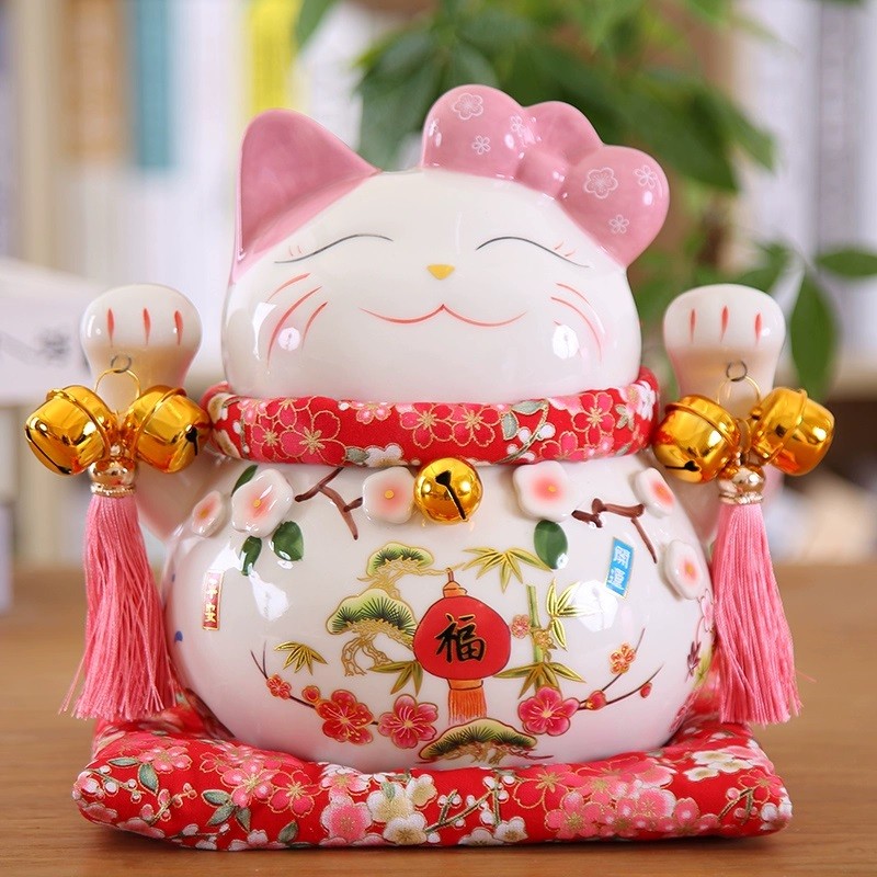 招财猫存钱罐网红陶瓷摆件可爱开业乔迁办公室客厅装饰品可存可取