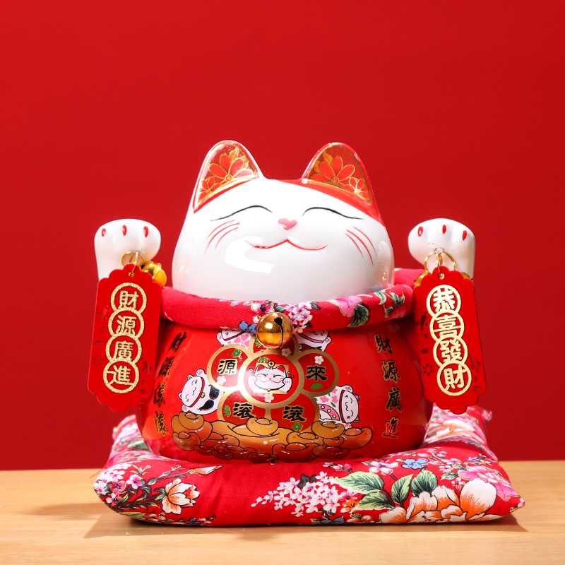 2024新款招财猫存钱罐摆件陶瓷中号儿童客厅办公室装饰品可存可取