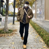 NICE 棉服外套宽松加厚棉服夹克 复古灯芯绒翻领工装 LILI冬季 美式