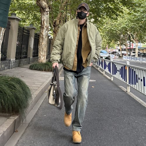 NICELILI双拉链立领棉服夹克