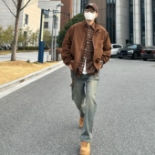 工装 NICE LILI春秋日系复古宽松抽绳下摆立领夹克美式 休闲夹克男