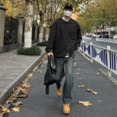 LILI日系复古宽松直筒水洗牛仔裤 美式 工装 NICE 复古阔腿长裤 男