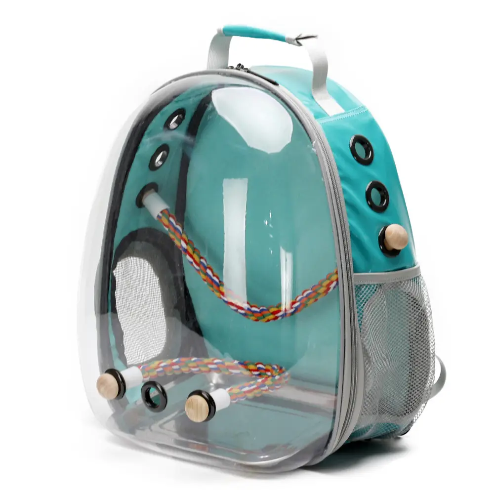 鸟笼鸟包带站杆新款透明包外贸宠物双肩鸟外出亚马逊牛津布料