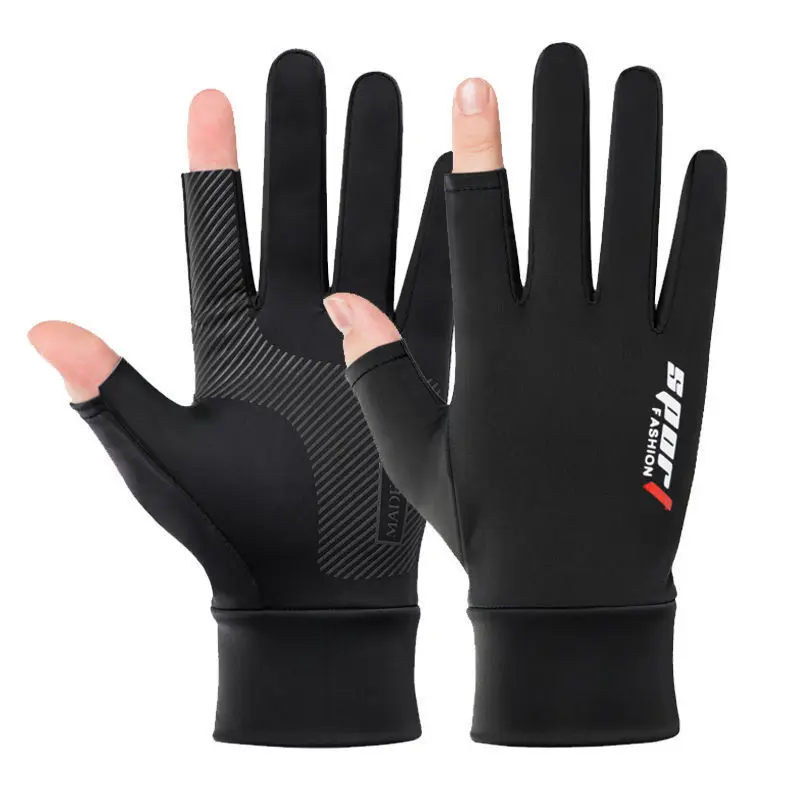 男女冰丝运动手套夏户外开车防晒钓鱼骑车触屏速干薄外贸手套夏季