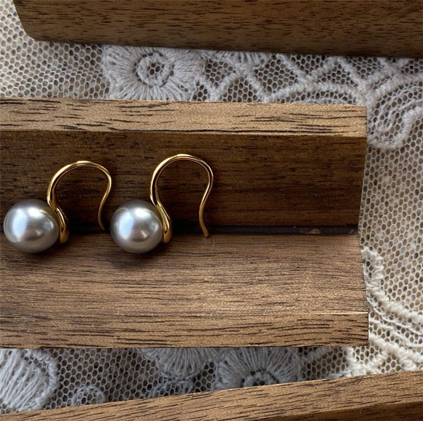 高级灰珍珠耳环！耳钩！