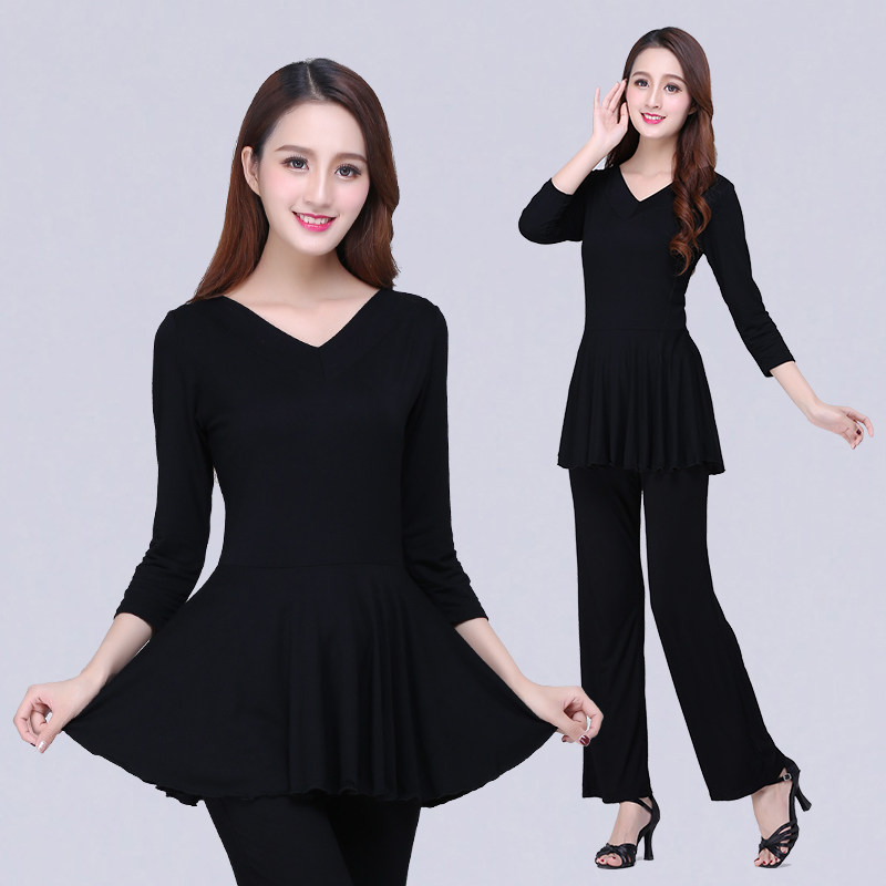 2020新款广场舞套装春秋紫上衣长袖交谊舞服拉丁舞练功服跳舞衣女,运动/瑜伽/健身/球迷用品,广场舞套装,淘宝优惠券,粉丝福利购,淘宝优惠卷