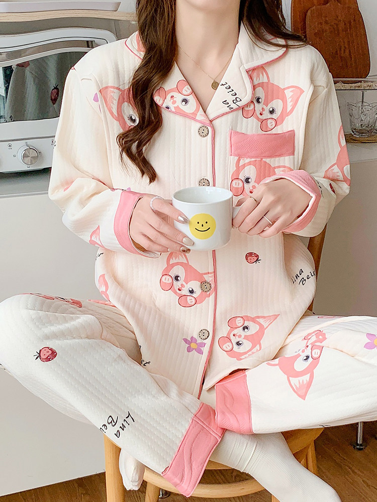 80-250 CATTIES 산후 의류 봄과 겨울 순수 면화 임산부를위한 따뜻한 공기 면화 산후 모유 수유 잠옷
