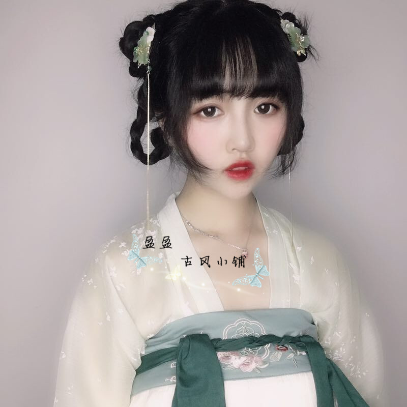 古风原创绿色对夹发簪璎珞项圈
