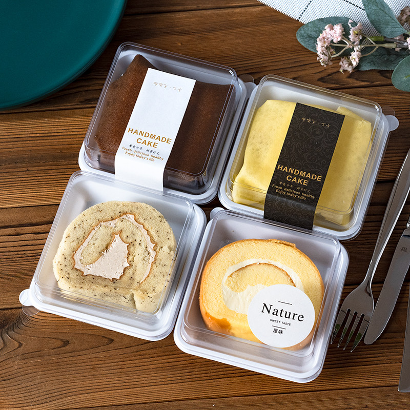 班戟包装盒防雾一次性单个泡芙透明方形小蛋糕卷慕斯切块蛋糕盒子