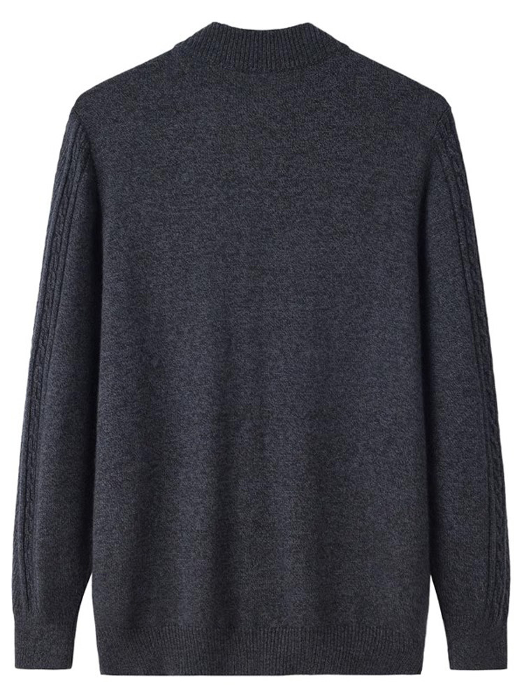 중년 및 노인 캐시미어 스웨터 남성용 라운드 넥 대형 포켓 가디건 아빠 두꺼운 스웨터 할아버지 단색 니트 스웨터 재킷