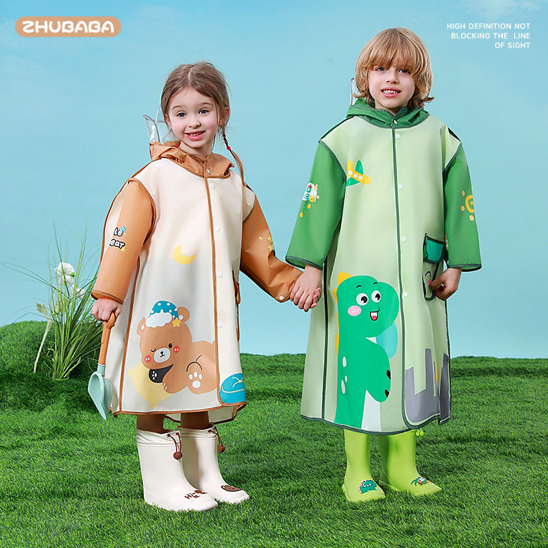 猪爸爸儿童雨衣卡通带书包位小学生徒步防水衣幼儿园小孩全身雨披