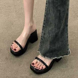 透明高跟鞋不累脚神器2024夏季爆款厚底粗跟法式绝美凉鞋女款外穿