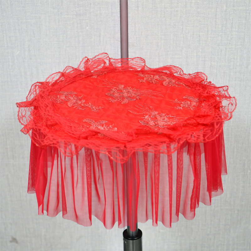 红色中式餐布防尘蕾丝家用圆台布直径桌布植物花卉餐桌布盖巾定制