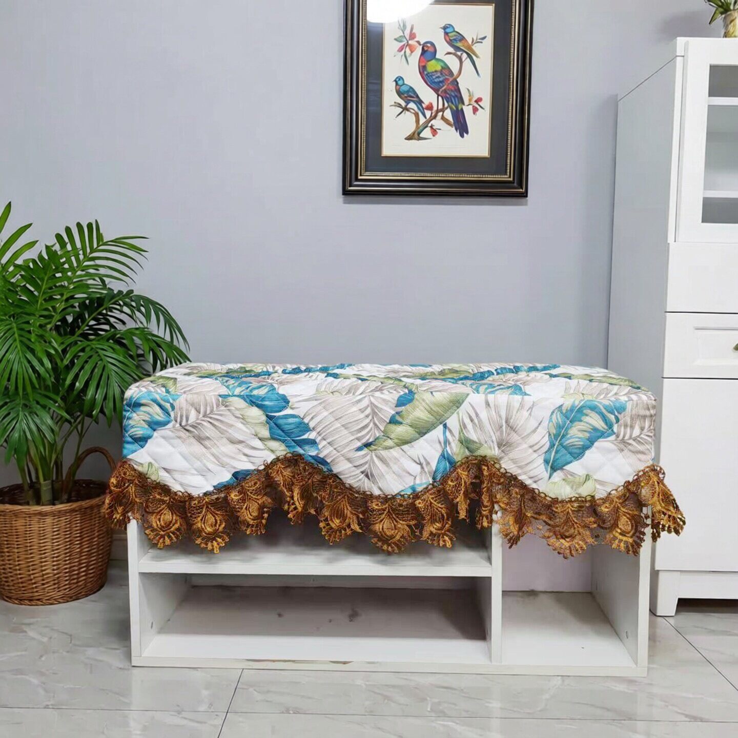 钢琴凳罩换鞋布艺化妆凳套罩坐垫椅垫欧式蕾丝床头柜罩定制套包邮