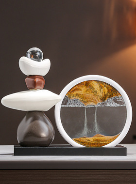 时来运转流沙画摆件客厅电视柜酒柜轻奢高档家居装饰品办公室招财