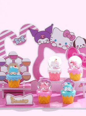 潮玩圣诞happy乐园水晶球盲盒手办卡通发光礼物卧室小摆件