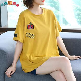 棉T恤女宽松短袖大码女装年新款夏装遮肚显瘦洋气上衣潮潮保健环