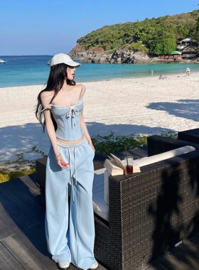 2026春夏季新款穿搭套装显瘦女抹胸吊带上衣长裤子两件套收腰女装
