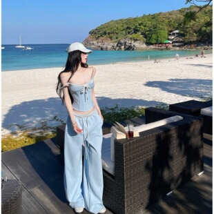 2026春夏季新款穿搭套装显瘦女抹胸吊带上衣长裤子两件套收腰女装