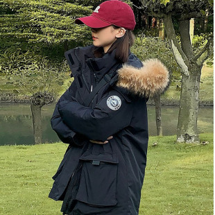 高级感大毛领棉服女2025新款冬季新款宽松工装棉衣外套bf潮女装