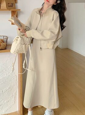 秋夏季显瘦减龄洋气休闲风卫衣女穿搭无袖吊带连衣裙子两件套女装