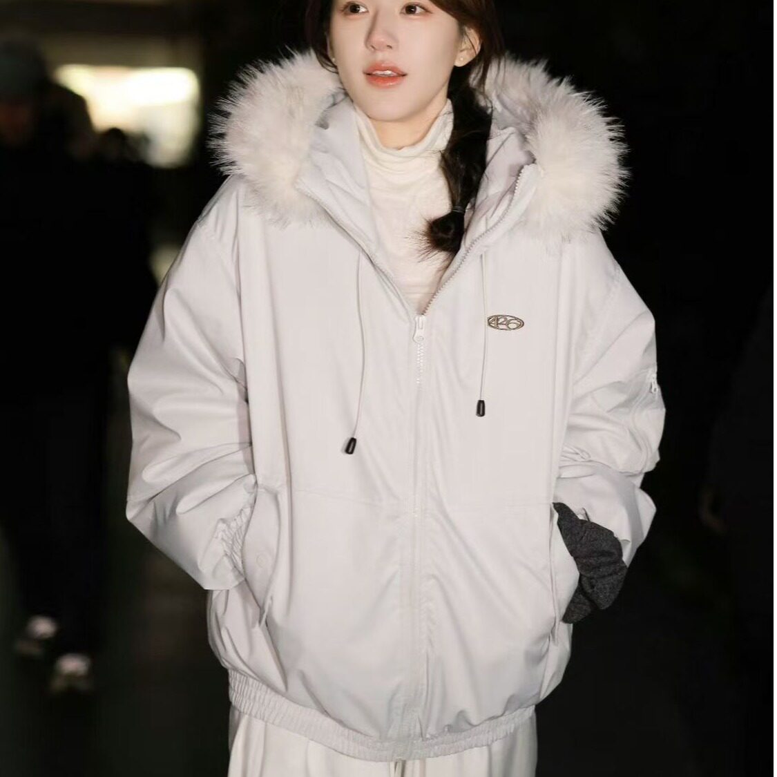 2025新款大毛领派克羽绒棉服女2025新款冬季保暖加厚工装棉袄外套