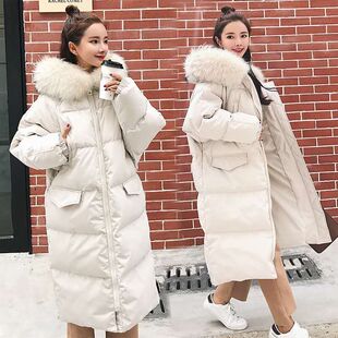 棉服女中长款2025新款外套女韩版宽松学生面包服大毛领羽绒棉袄女
