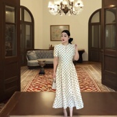 大码 轻奢重工胖mm显瘦遮肚连衣裙气质名媛风波点裙子 夏季 女装 新款
