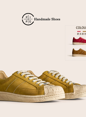 PIPG复古做旧贝壳头休闲板鞋男女同款 擦色反绒舒适透气情侣鞋