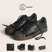 黑色做旧擦色贝壳头休闲运动板鞋 PIPG复古洗水马皮鞋 男 百搭透气