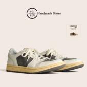 PIPG男鞋 子男原创复古真皮手工厚底透气运动鞋 休闲板鞋 牛皮滑板鞋