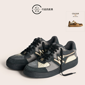 PIPG复古水洗牛皮休闲运动板鞋 2026新款 男 透气拼色百搭厚底男鞋