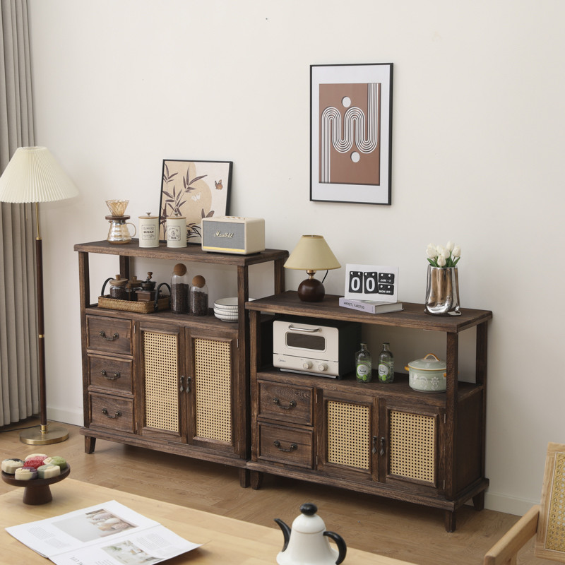 中古风纯实木斗柜简约现代客厅收纳储物柜复古餐边柜家用抽屉柜