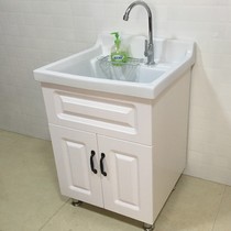 新款实木阳台卫生间洗衣水池陶瓷洗脸手漱台深盆槽浴室落地柜组合