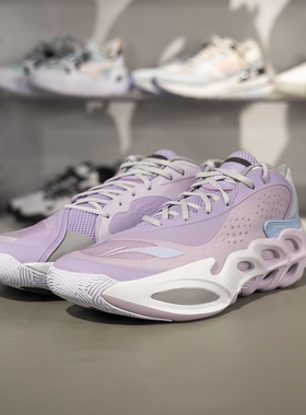 李宁正品2025夏季男子稳定支撑时尚中帮防滑实战篮球鞋ABAV027-3