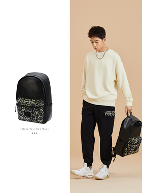 李宁韦德X艺术家DFT联名系列新款双肩包背包登山包男ABSR346