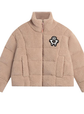 李宁正品新款女子运动休闲时尚潮流颗粒绒立领保暖羽绒服AYMS090