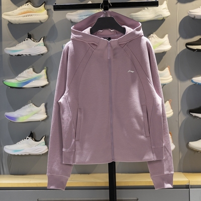 李宁正品健身系列女子锁温保暖宽松时尚运动针织外套AWDV944-5