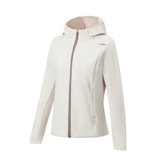 李宁正品 健身系列女子舒适休闲运动训练针织连帽夹克外套AWYW002