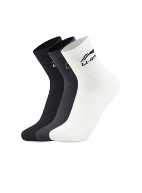 李宁正品运动生活系列男子经典百搭柔软透气中袜三双装AWTV227