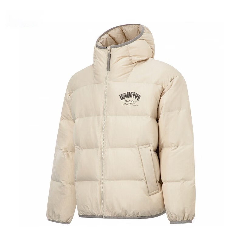 李宁正品反伍BADFIVE男子宽松鸭绒短款休闲连帽羽绒服AYMT141-1