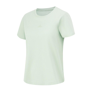 李宁正品健身系列女子纯色运动休闲简约透气圆领短袖T恤ATSU490-6