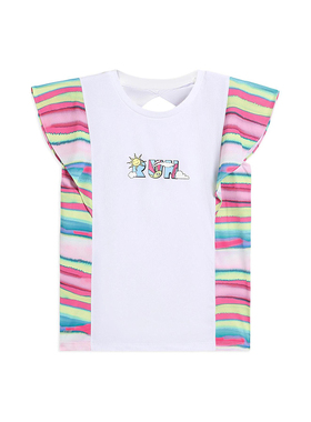 李宁正品跑步系列大童时尚潮流拼接透气圆领套头短袖YTSS018-1